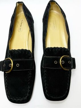 Coach Black Suede Loafers with Buckle detail size 8.5B